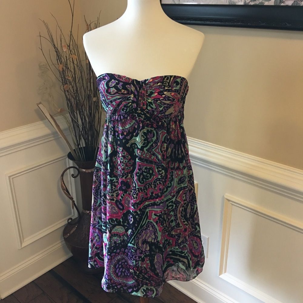 Tibi New York Strapless Silk Blend Dress Sz 8